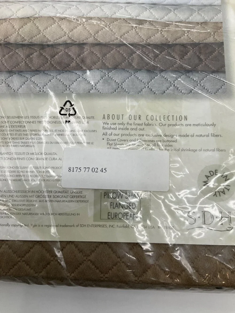 SDH Flanged European King Pillow Sham - Far East Collection - 100% Egyptian Cott